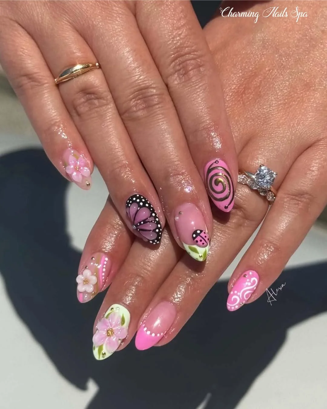 Colorful Heart Art nail design idea