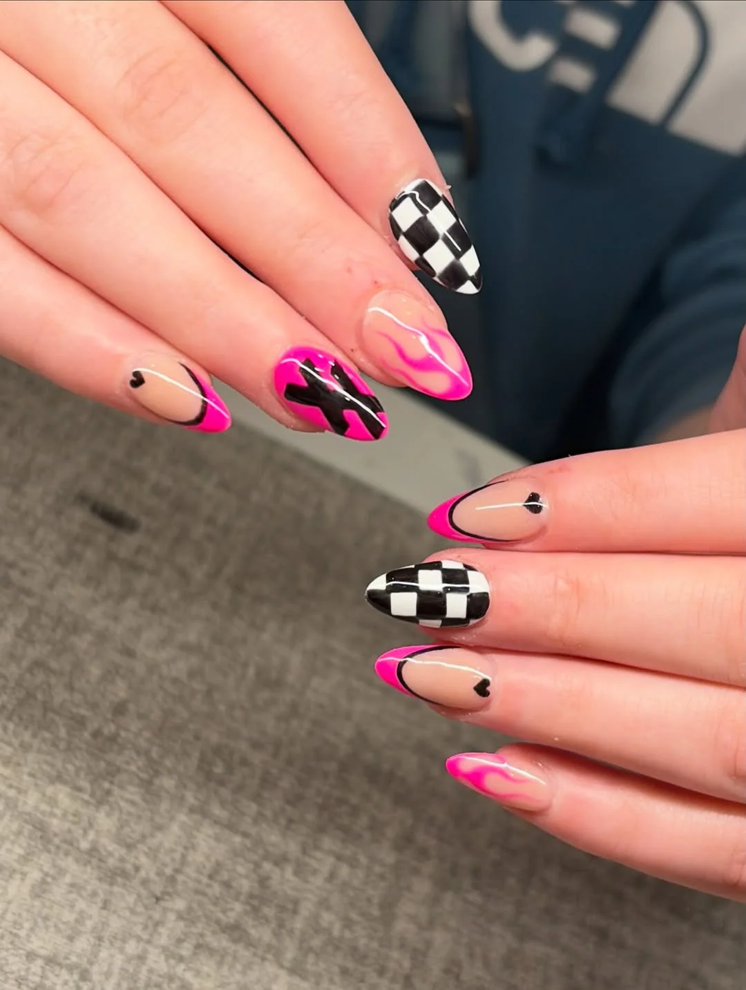 Hot Pink Checker Nail Design Hot Pink Checker nail design idea