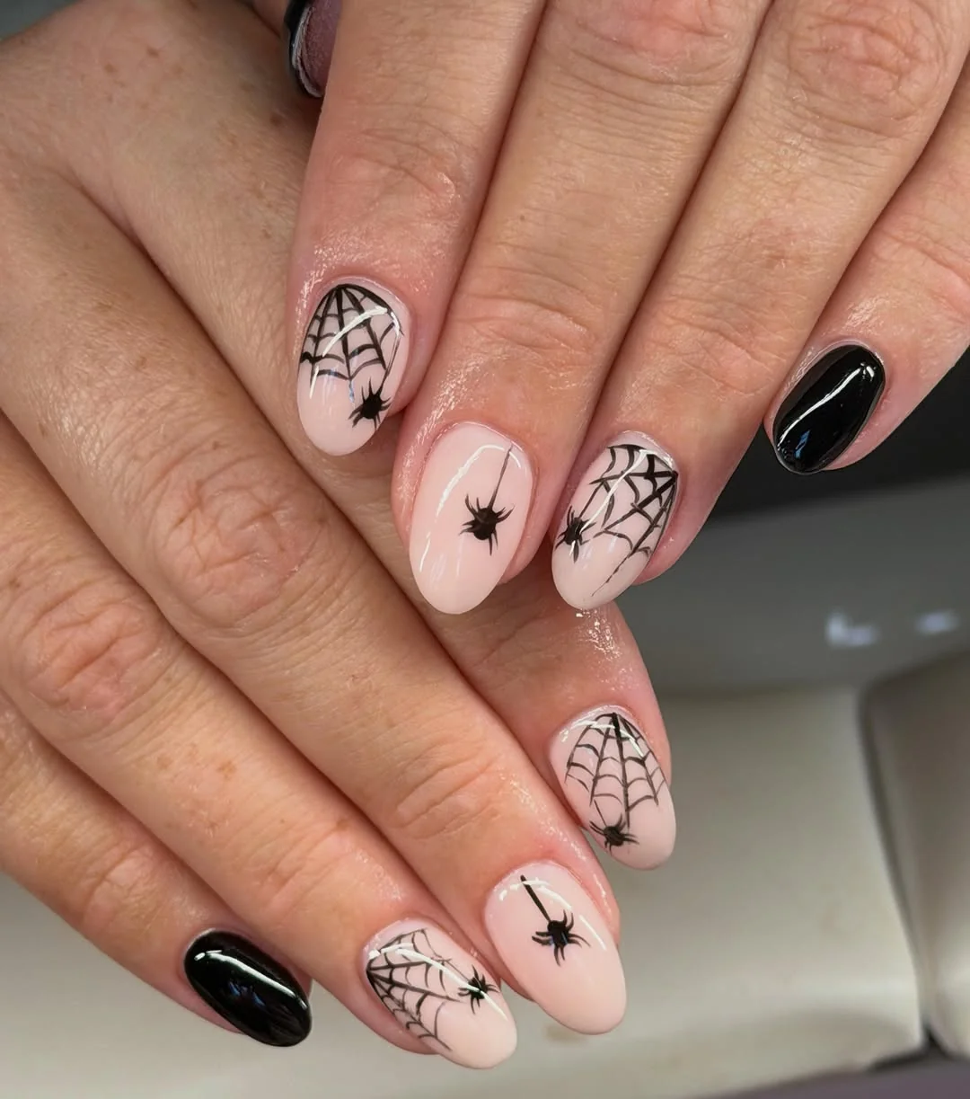 Nude Web Almond Nail Design Nude Web Almond nail design idea