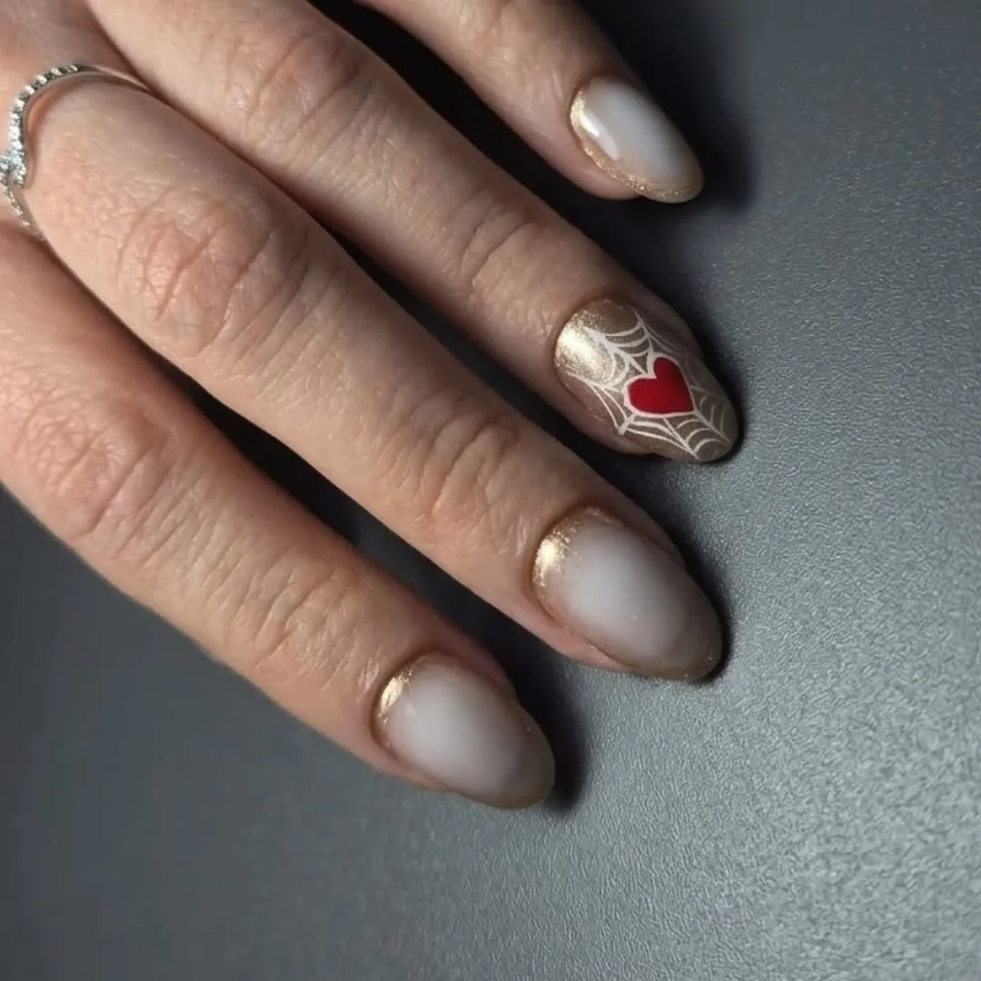 Gray Ombre Heart nail design idea