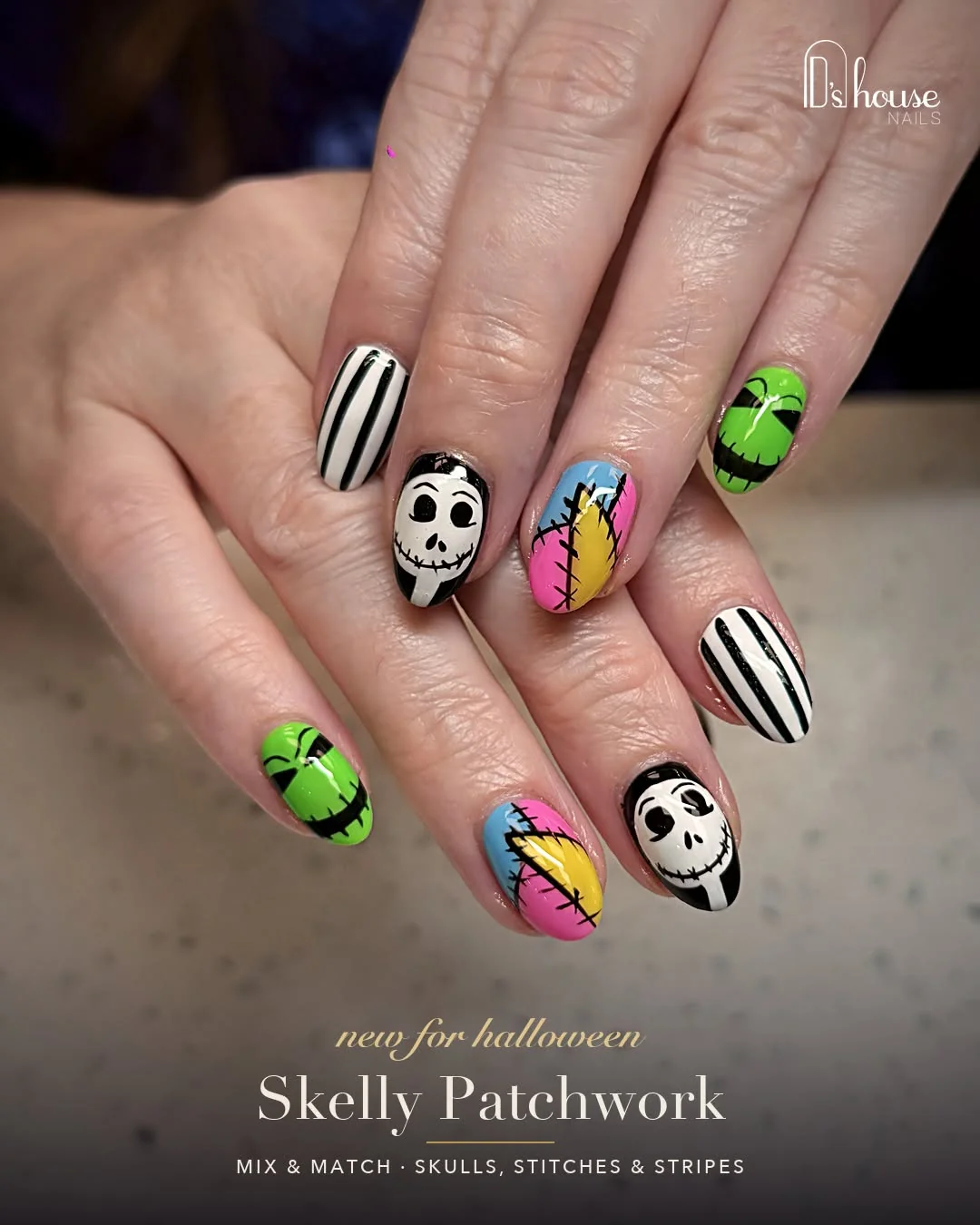 Floral Skull Nail Design Floral Skull nail design idea