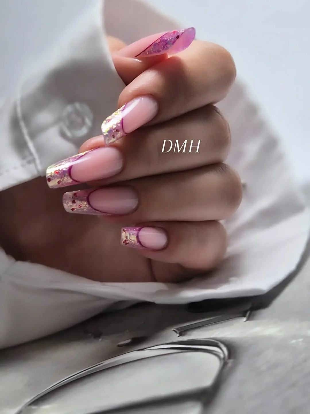 Two-Tone Reverse French Nail Design Two-Tone Reverse French nail design idea