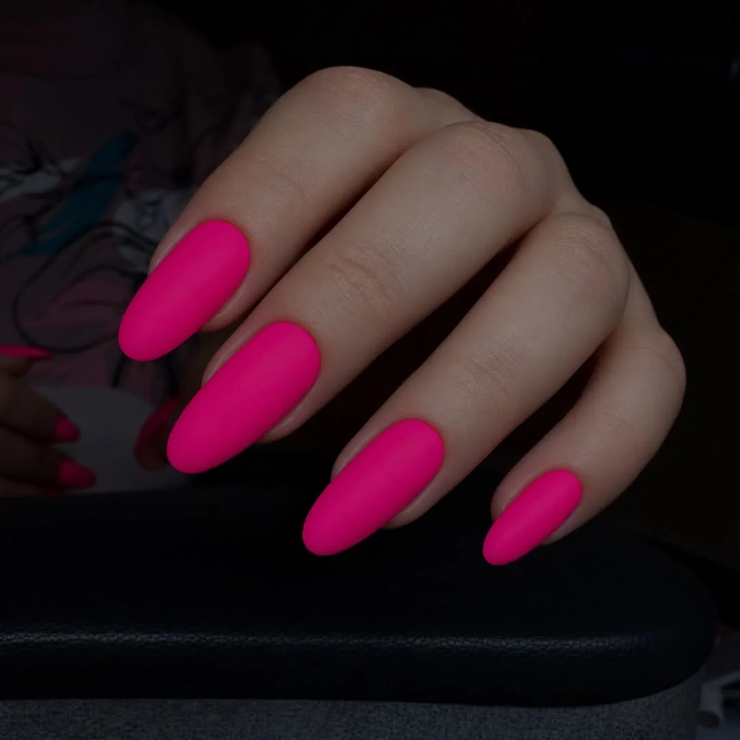 Hot Pink Gel Nail Design Hot Pink Gel nail design idea