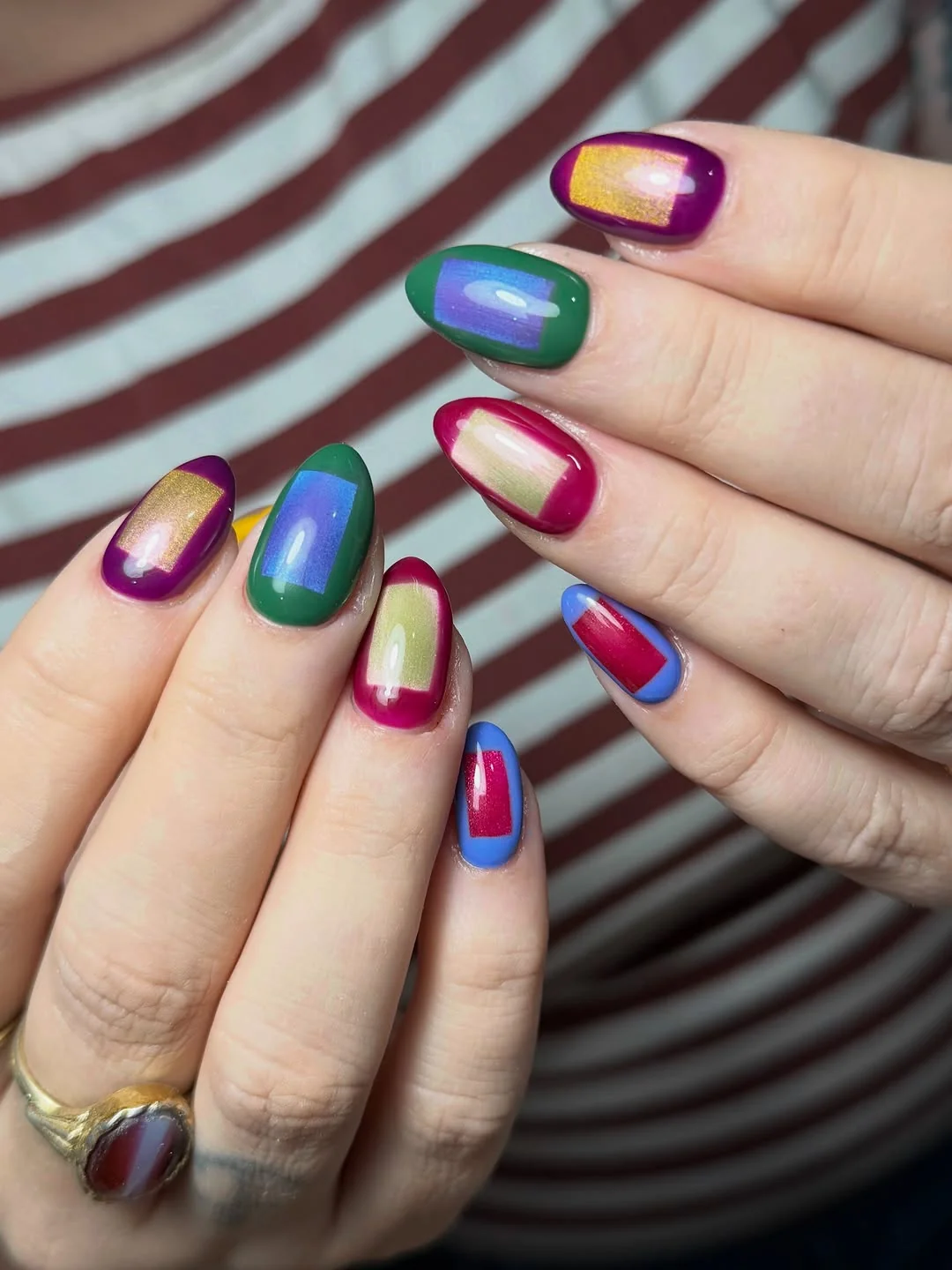 Color Block Abstract Nail Design Color Block Abstract nail design idea