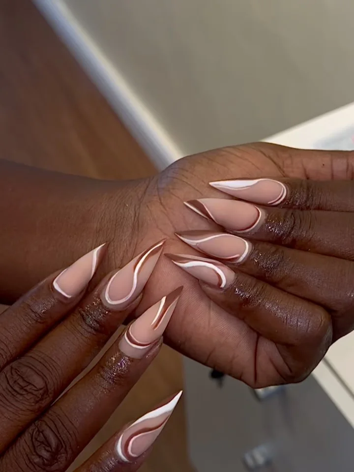 Matte Nude Swirl Nail Design Matte Nude Swirl nail design idea