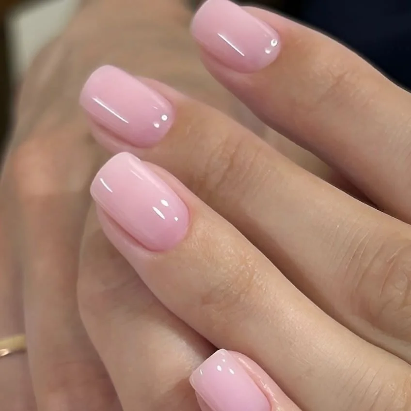 Pink Nude Short Nail Design Pink Nude Short nail design: pink milky short gloss