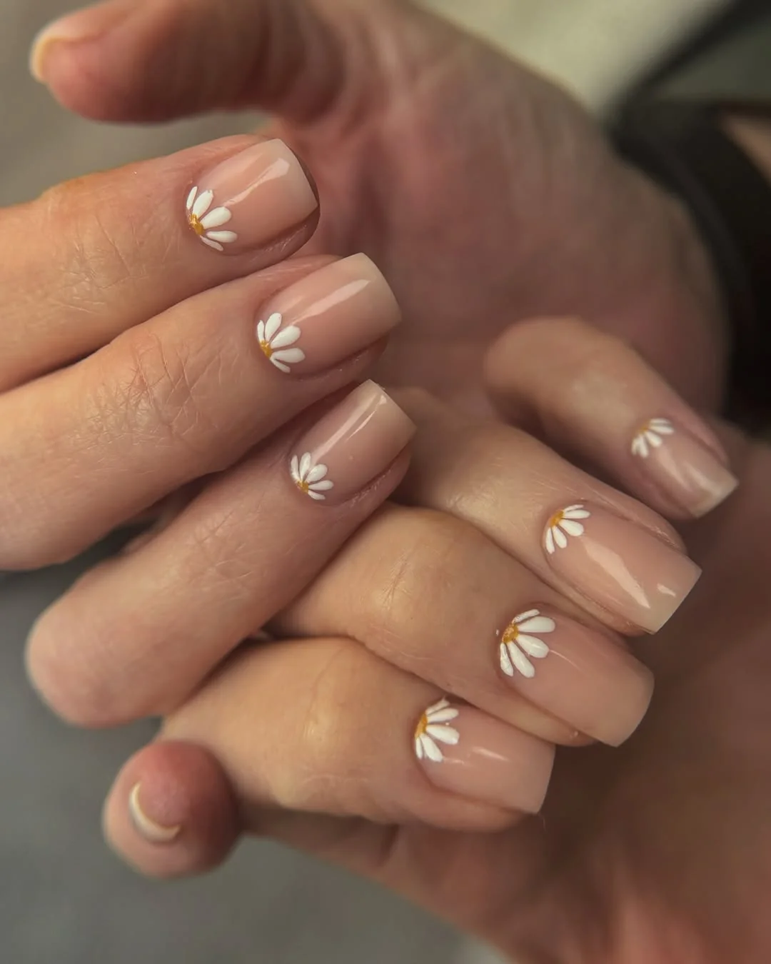 Gem Accent French nail design: nude pedicure gold