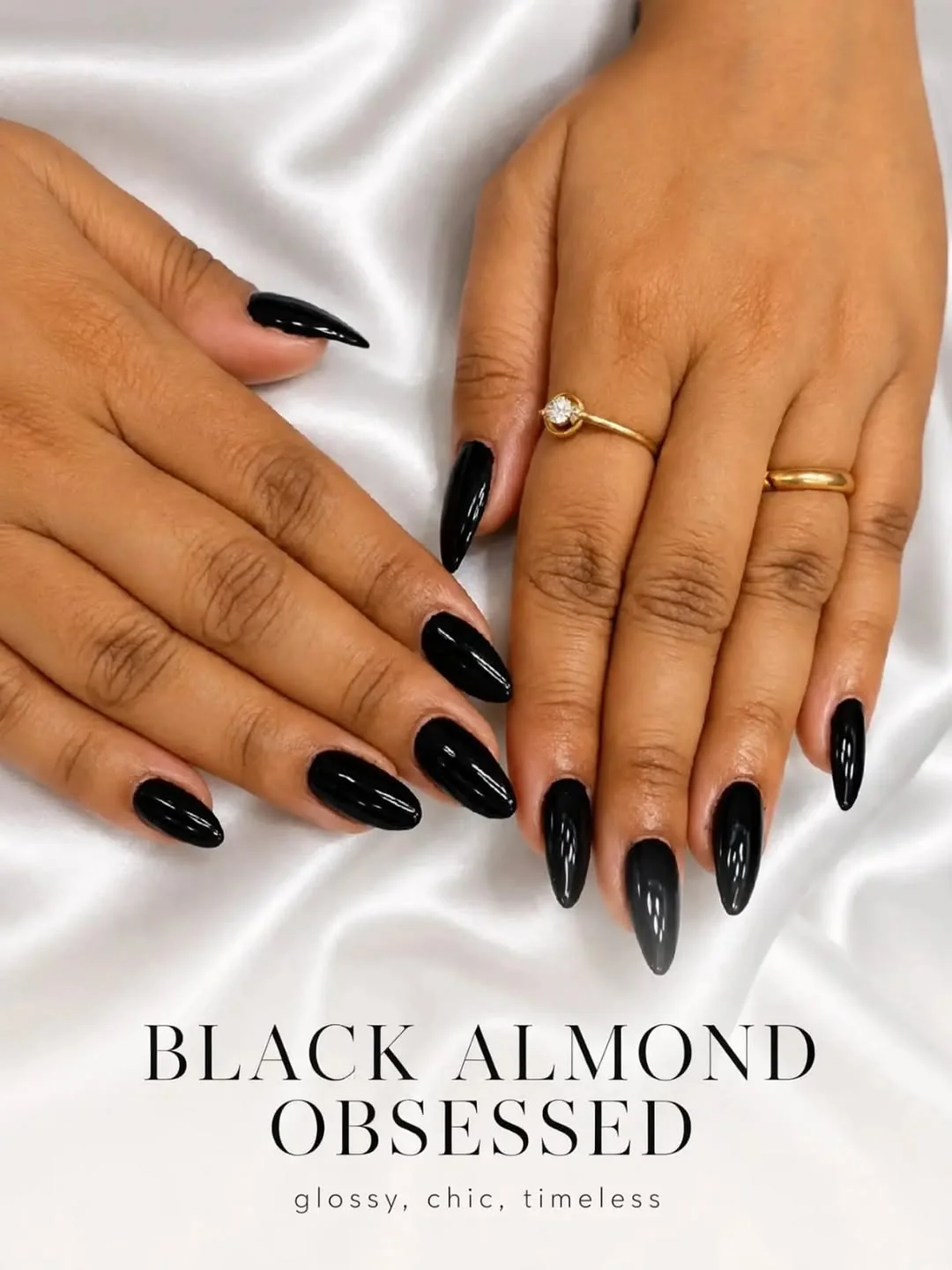 Black Almond Obsessed nail design idea