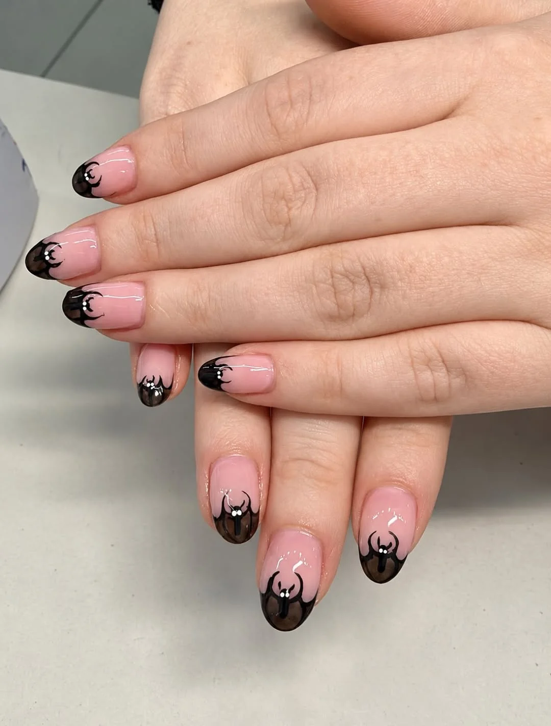 Bat Tip Pink nail design idea