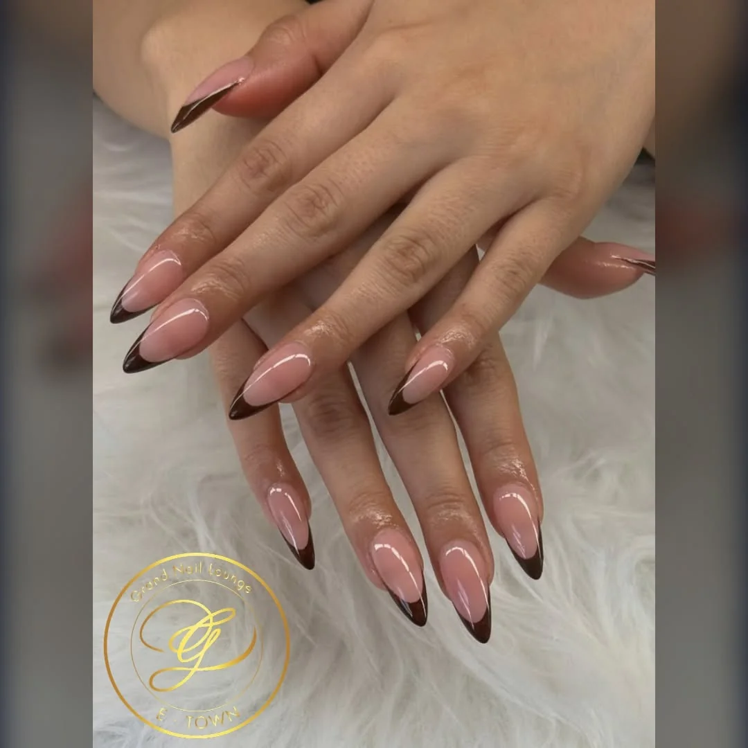 Chocolate Tip Almond Nail Design Chocolate Tip Almond nail design idea