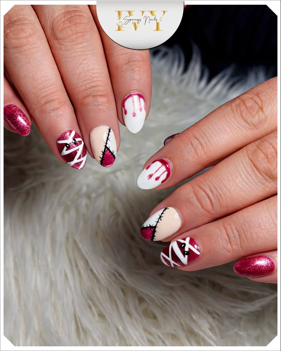 Bat Stripe Mix nail design idea