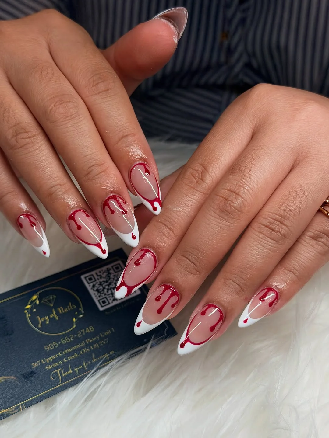 Red Heart French nail design idea