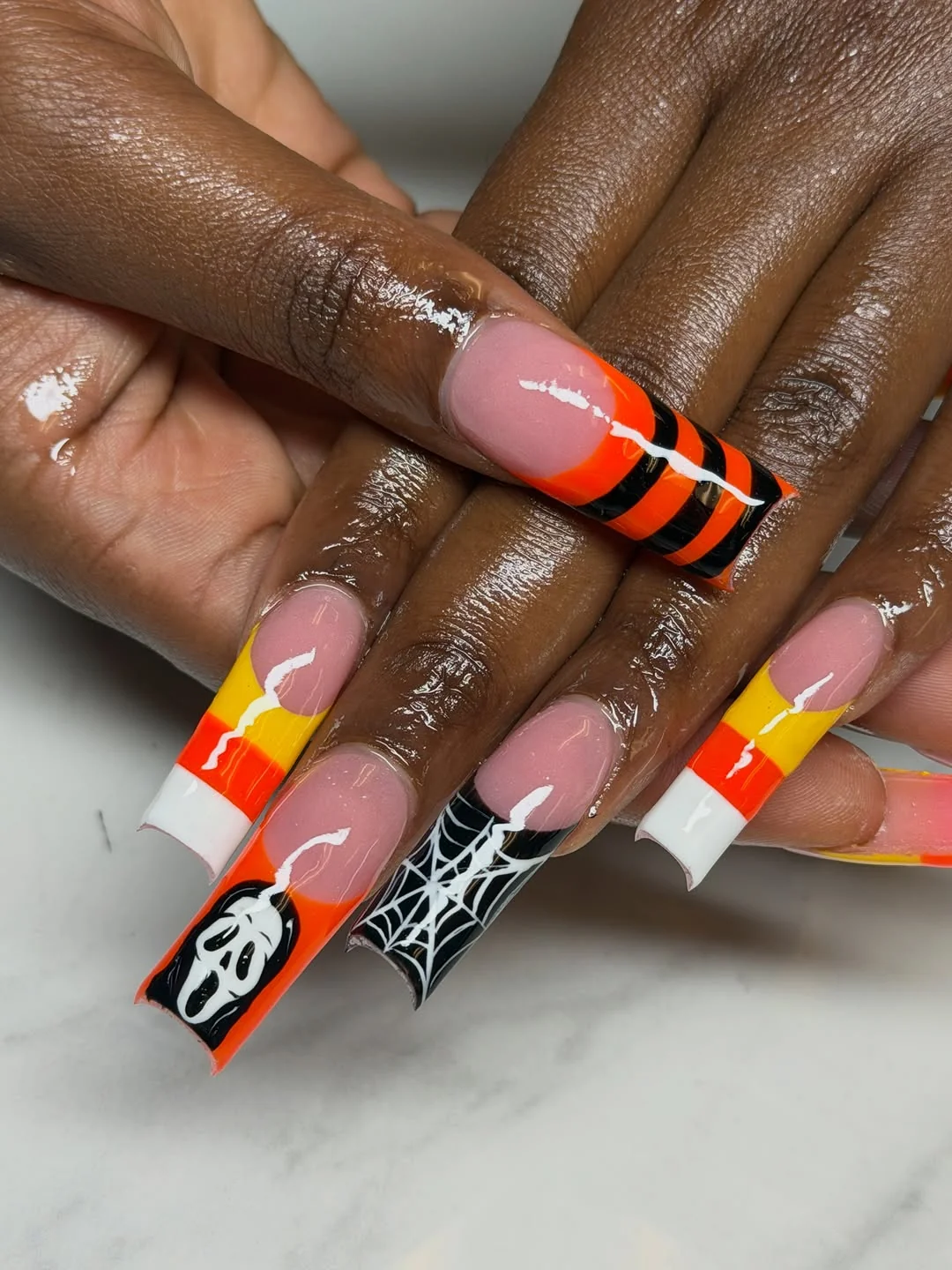 Sparkle Candy Corn Nail Design Sparkle Candy Corn nail design idea