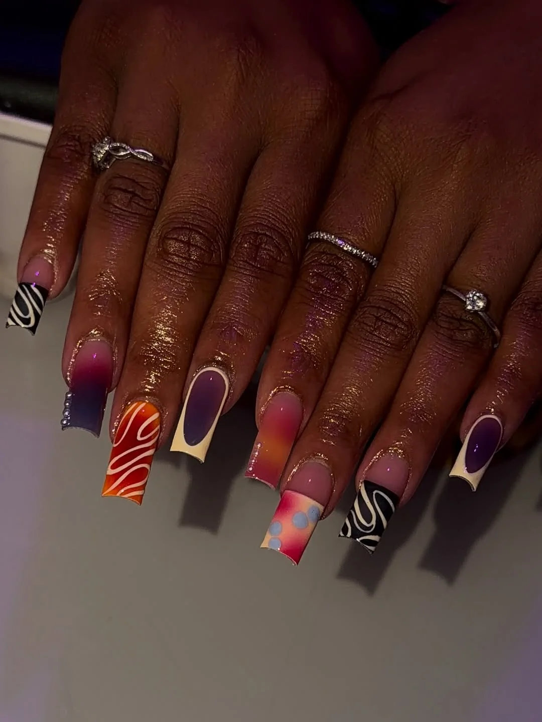 Tie Dye Stiletto nail design idea