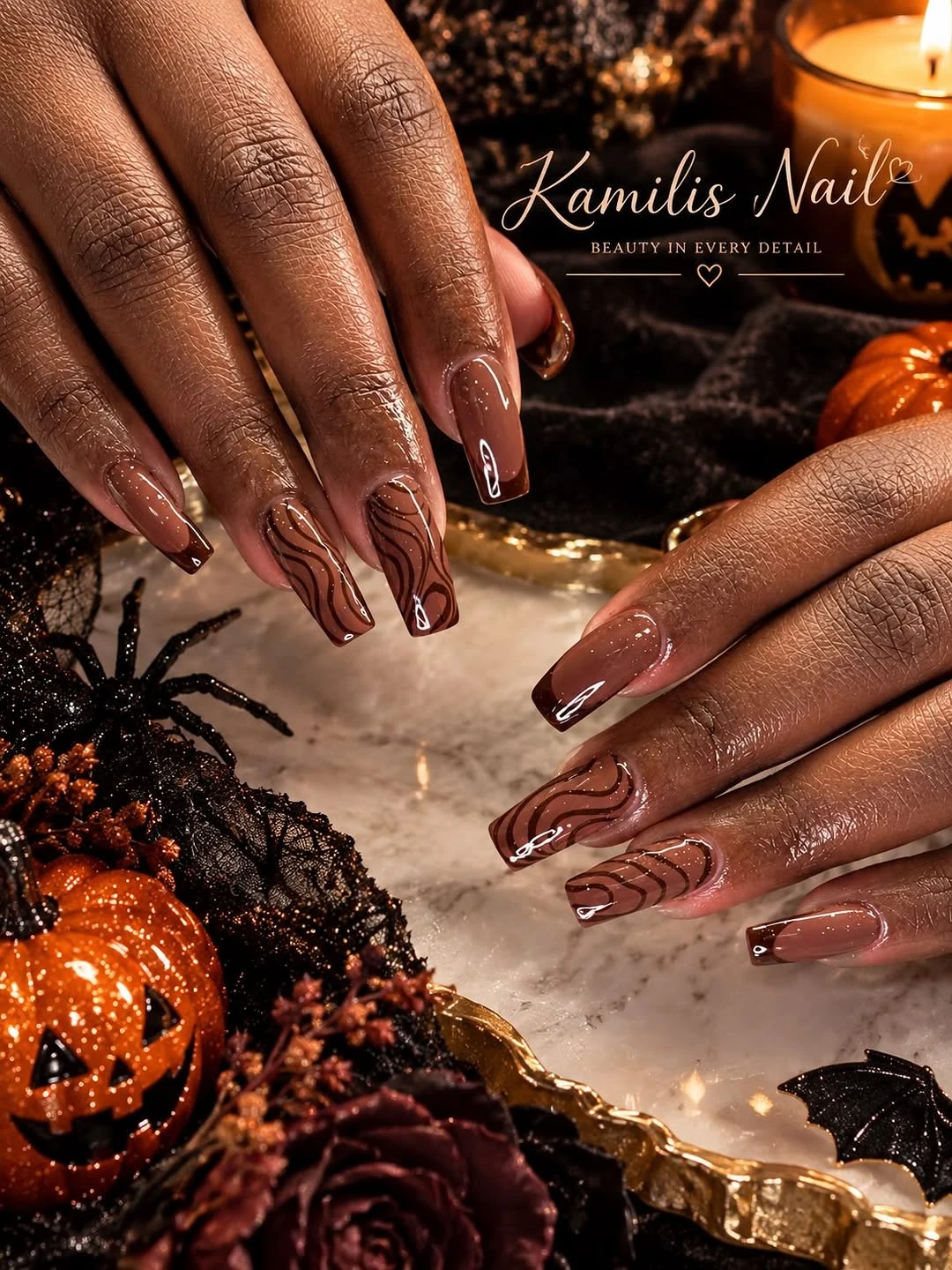 Chocolate Swirl Nail Design Chocolate Swirl nail design idea