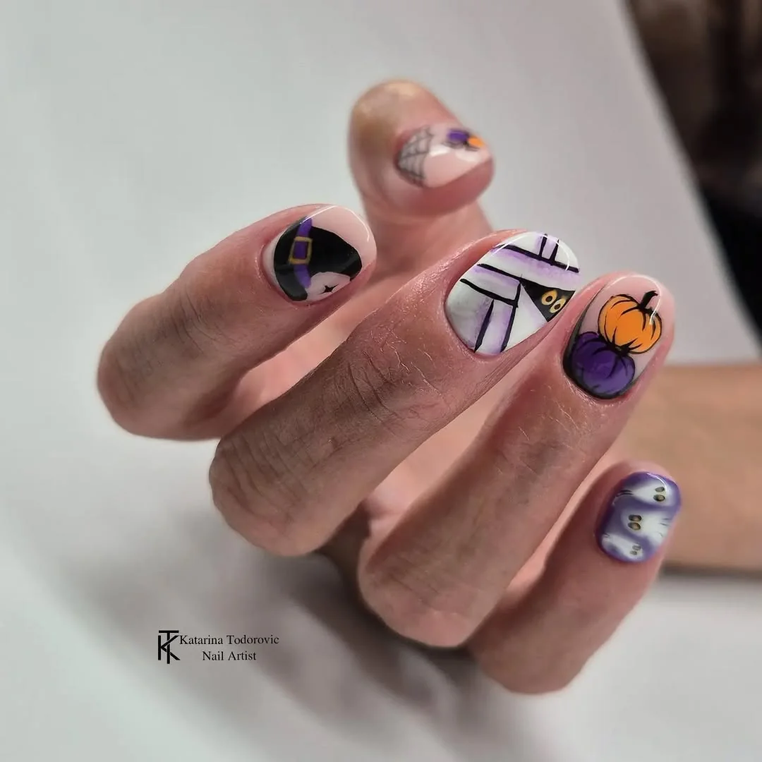 Mixed Web Accents Nail Design Mixed Web Accents nail design idea