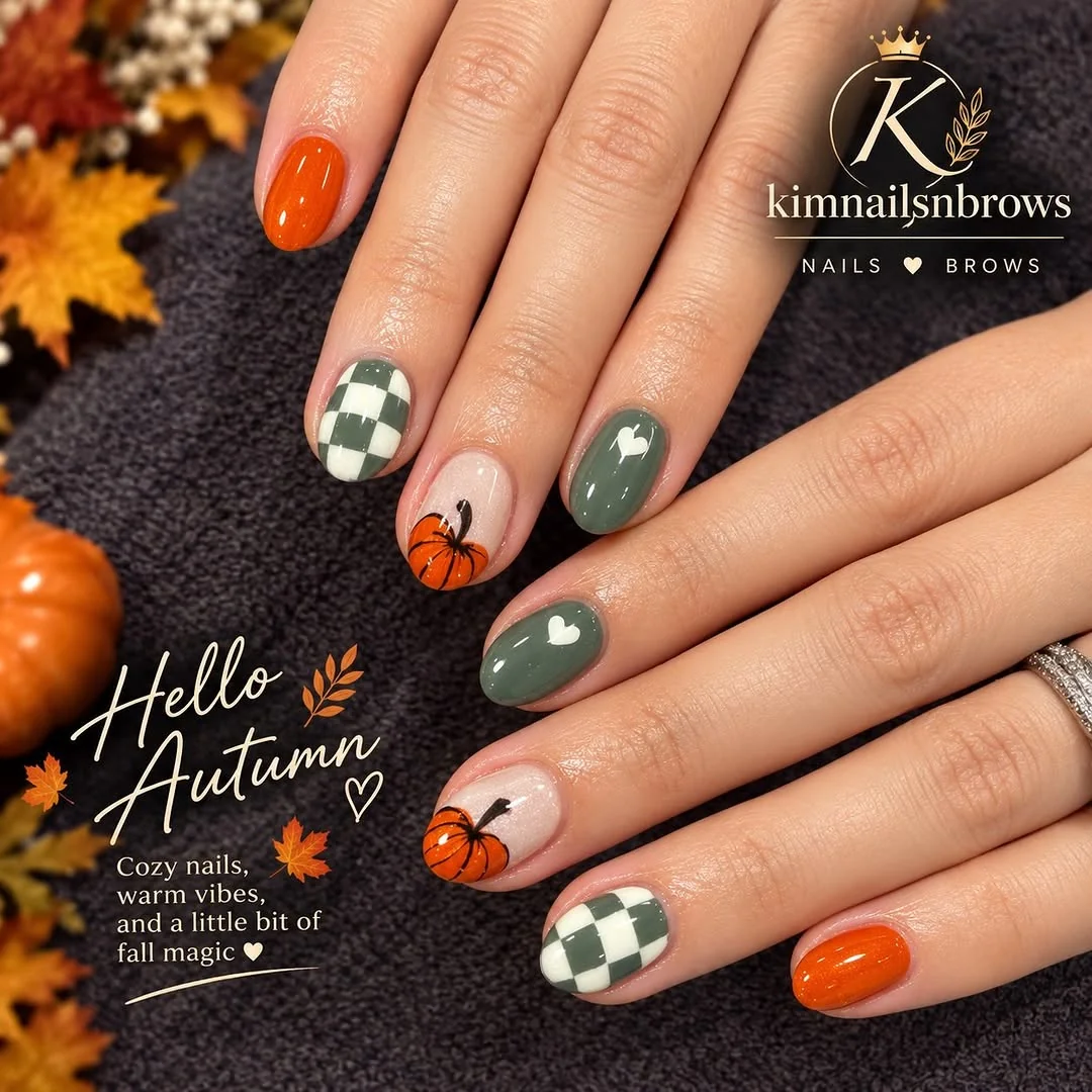 Sage Checker Nail Design Sage Checker nail design idea