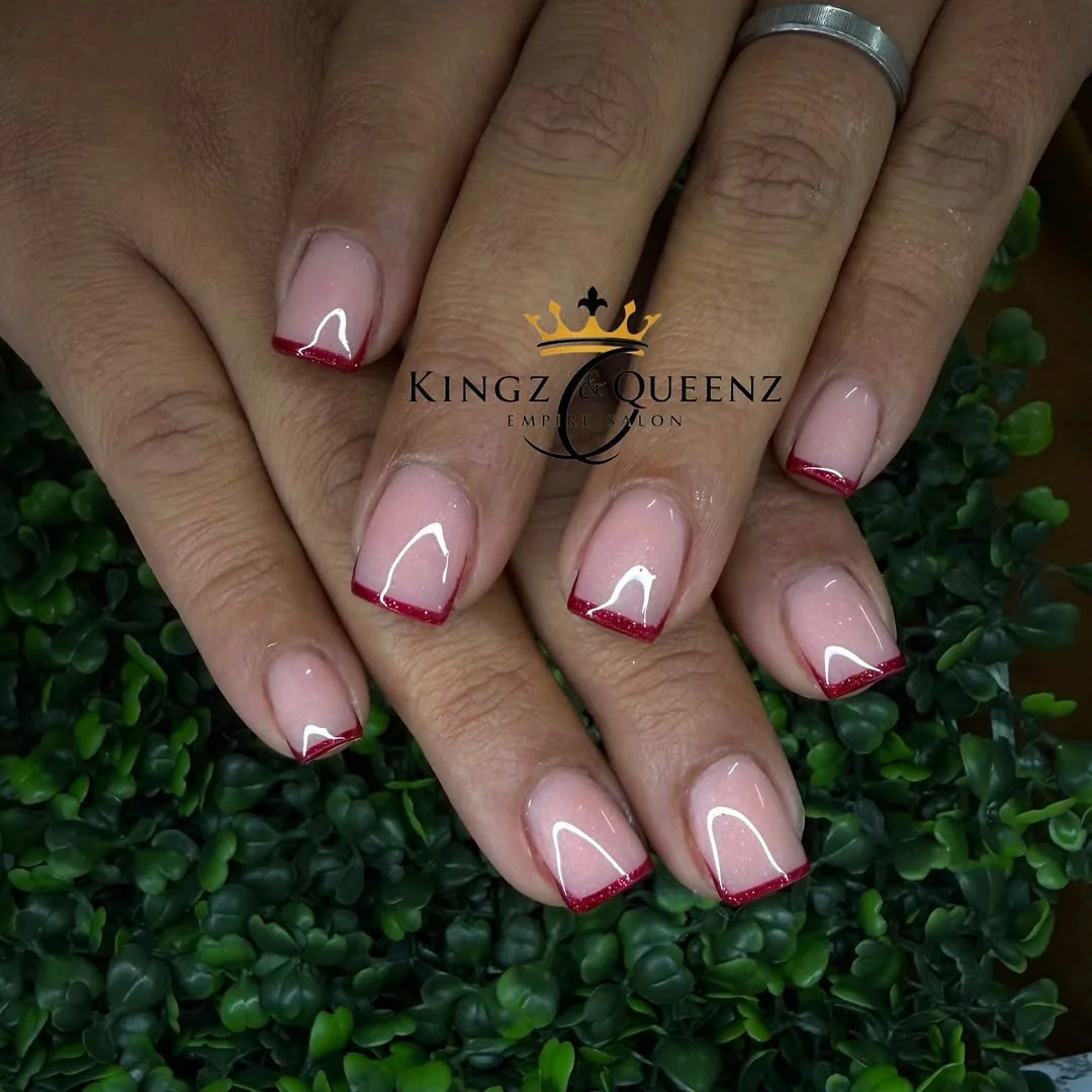 Red Tip French Nail Design Red Tip French nail design idea