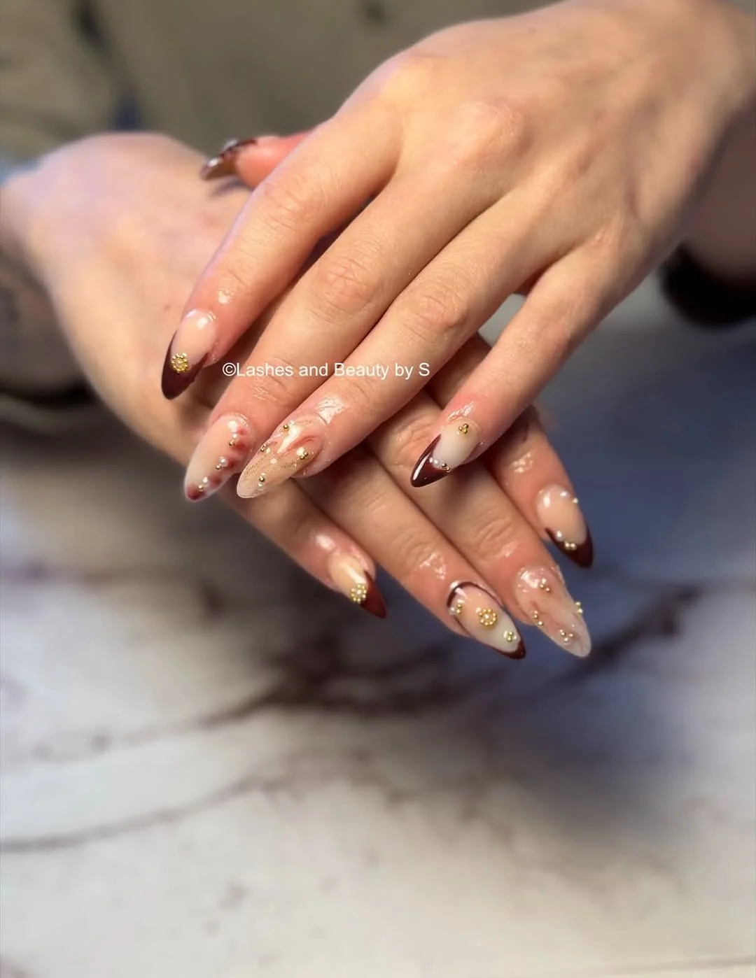Burgundy Nude Mix Nail Design Burgundy Nude Mix nail design idea