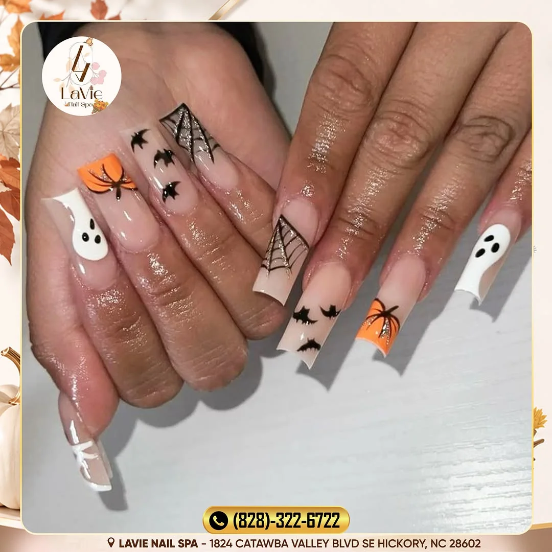 Bat Web Ghost nail design idea