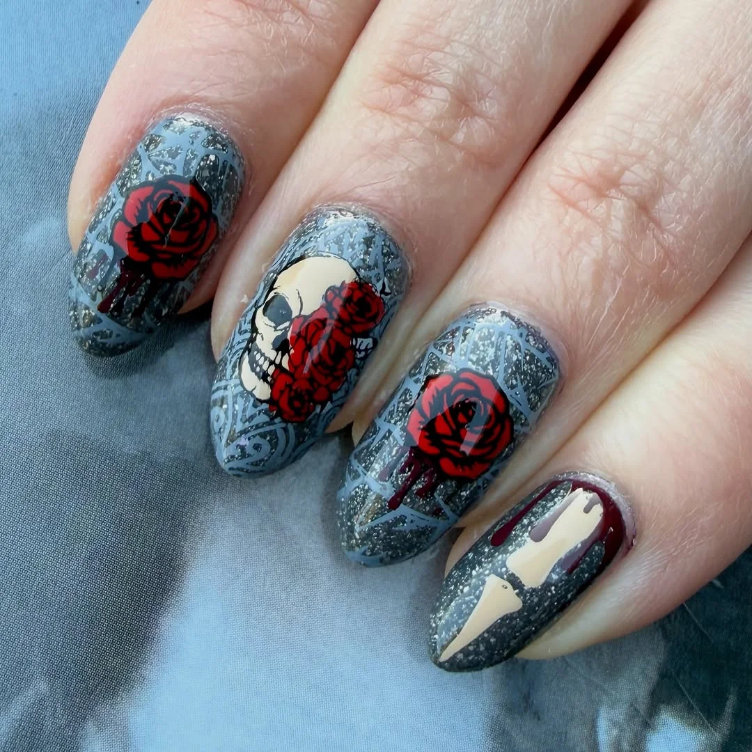Dark Skull Nail Design Dark Skull nail design idea
