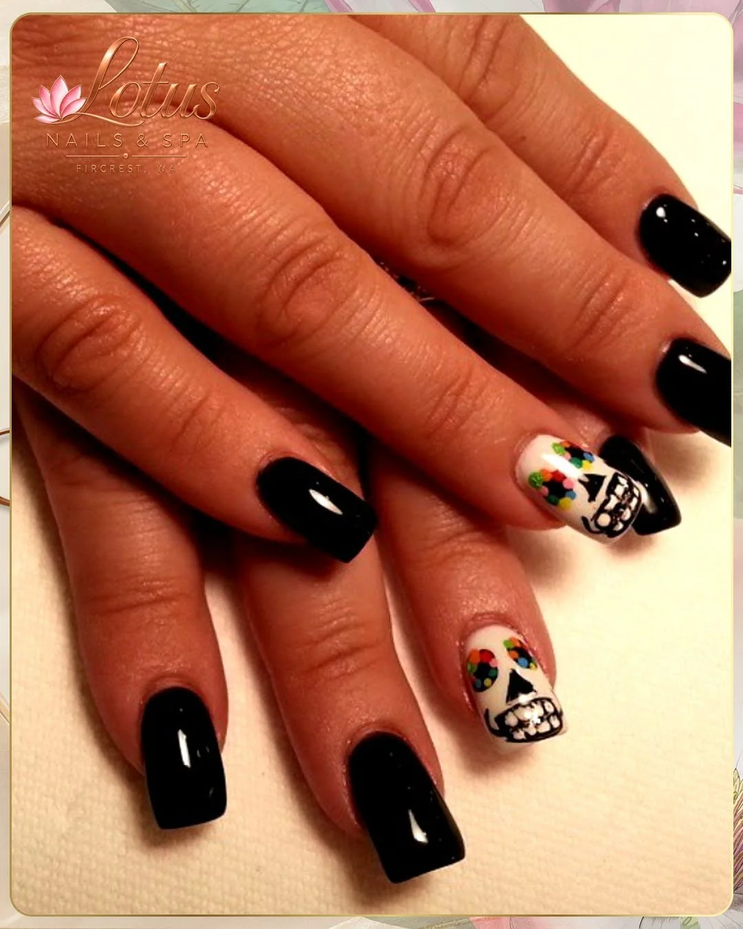 Glitter Skull Nail Design Glitter Skull nail design idea