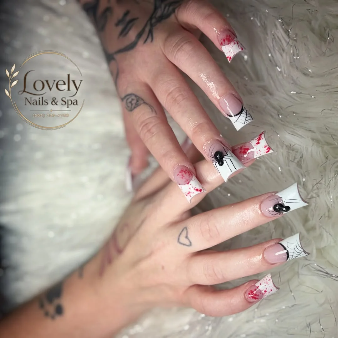French Tip Web Nail Design French Tip Web nail design idea