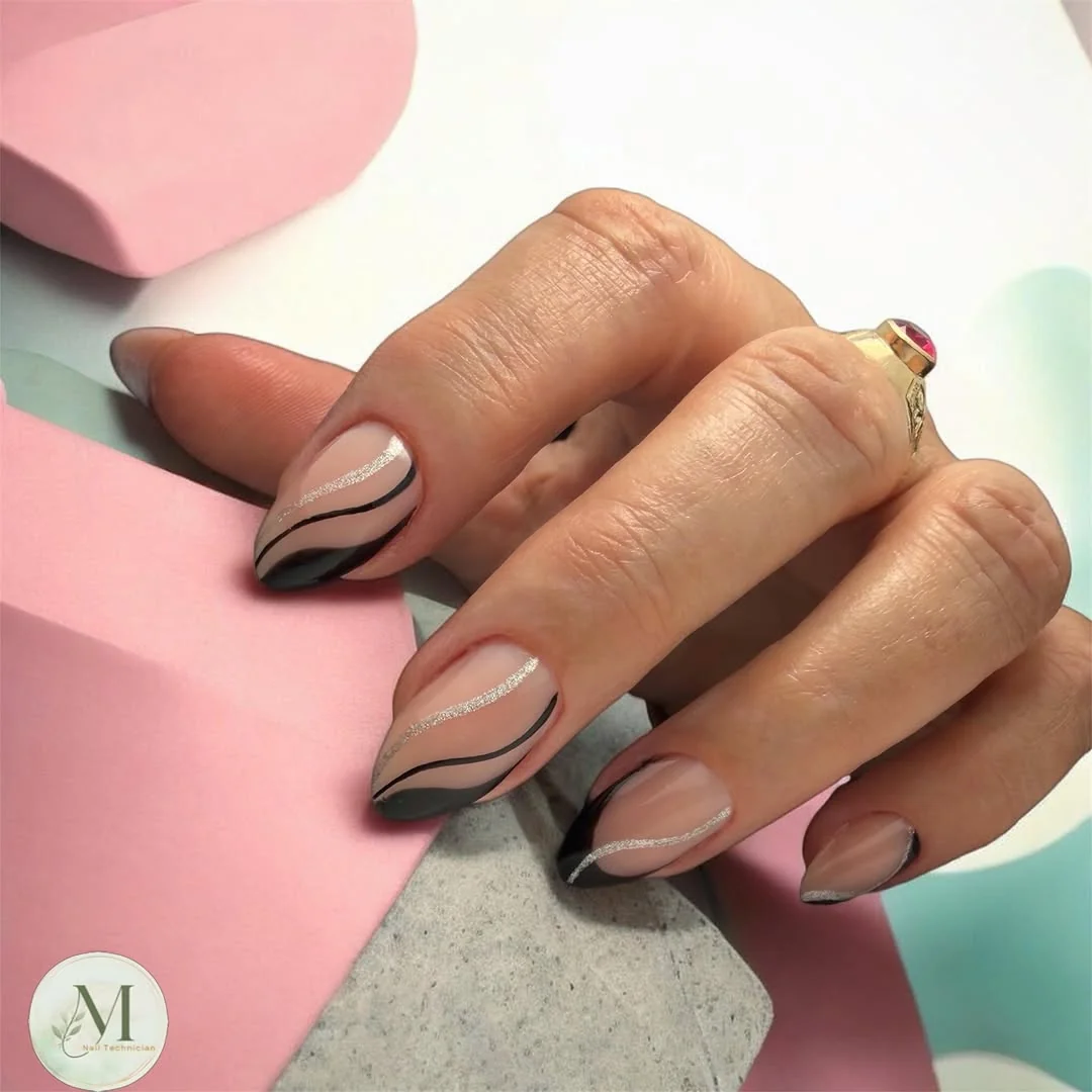 Brown Swirl French Nail Design Brown Swirl French nail design idea