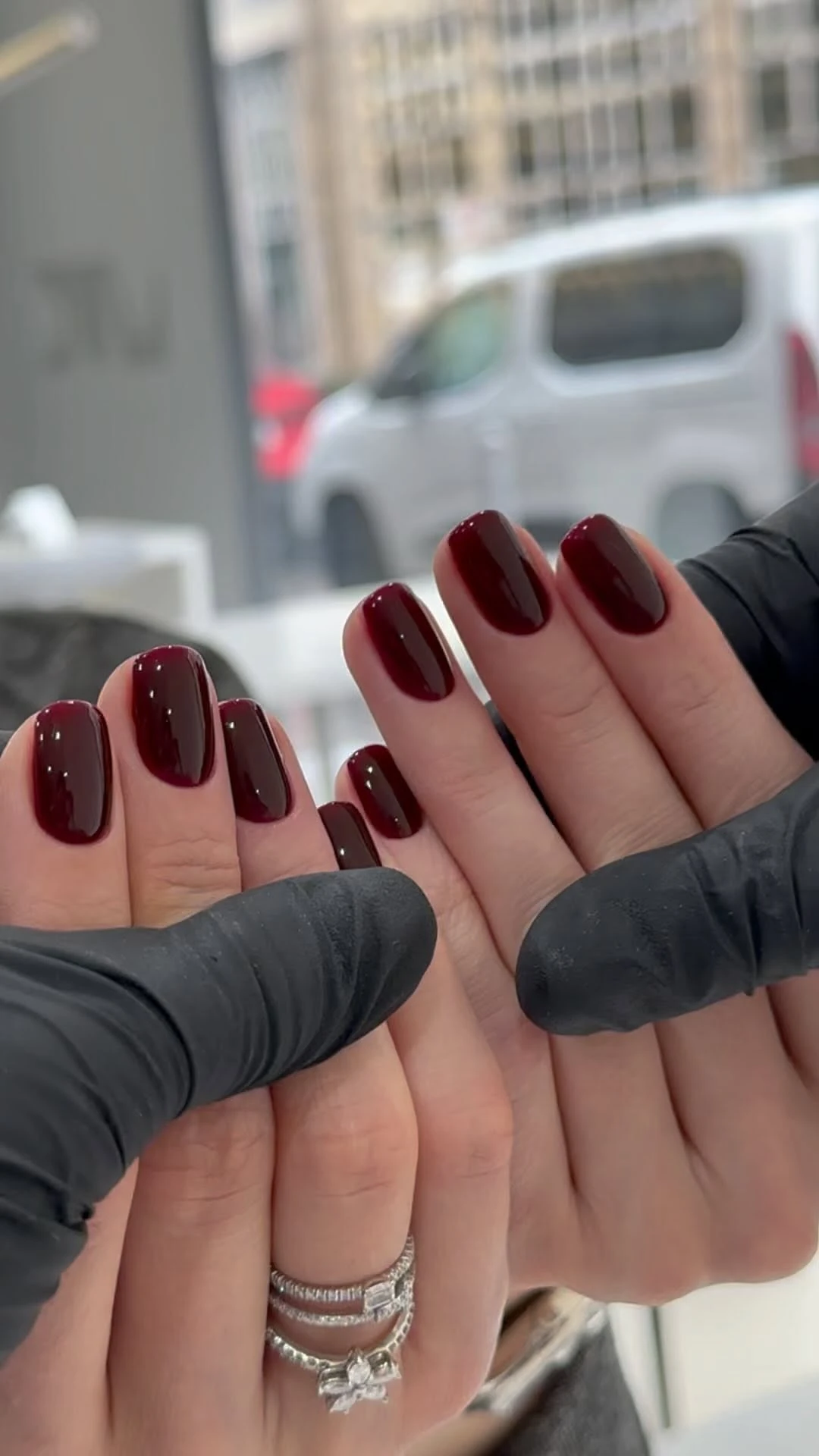 Glazed Red Mauve nail design idea