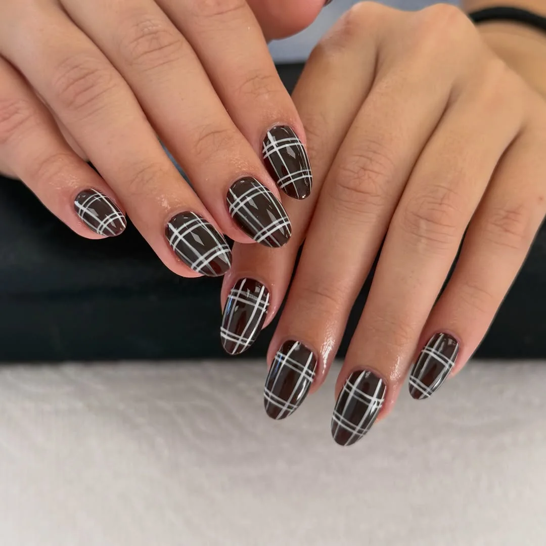 Black Plaid Nail Design Black Plaid nail design idea
