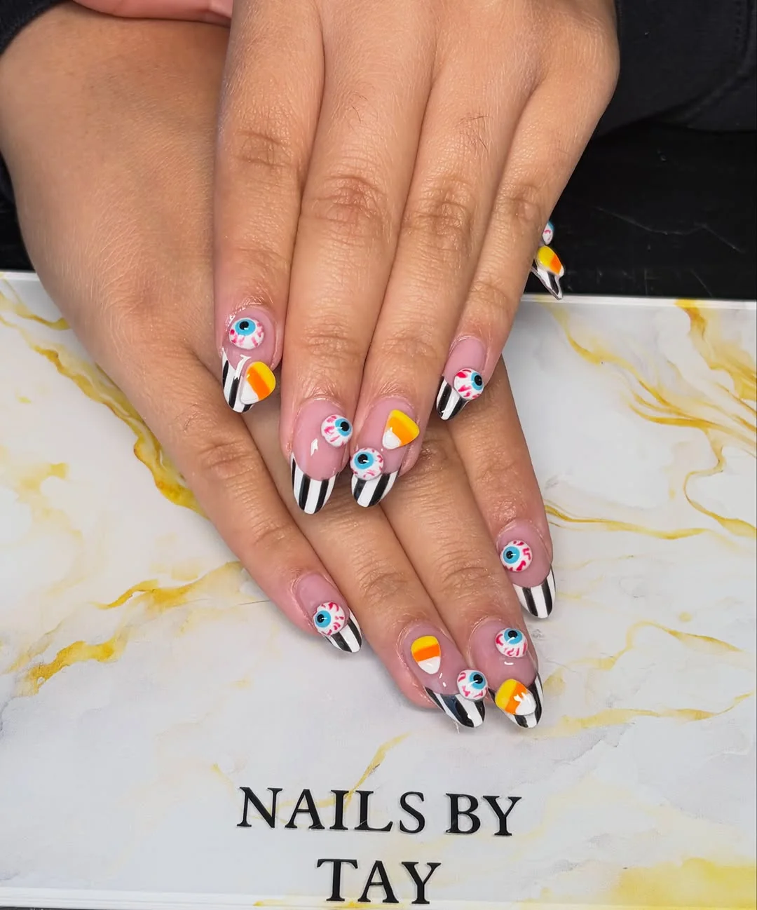 Floral Candy Corn Nail Design Floral Candy Corn nail design idea