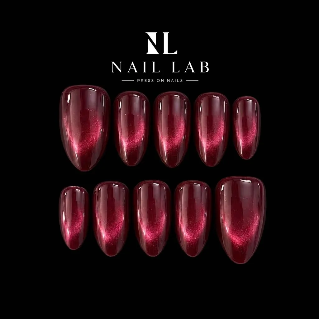 Red Cat Eye nail design idea