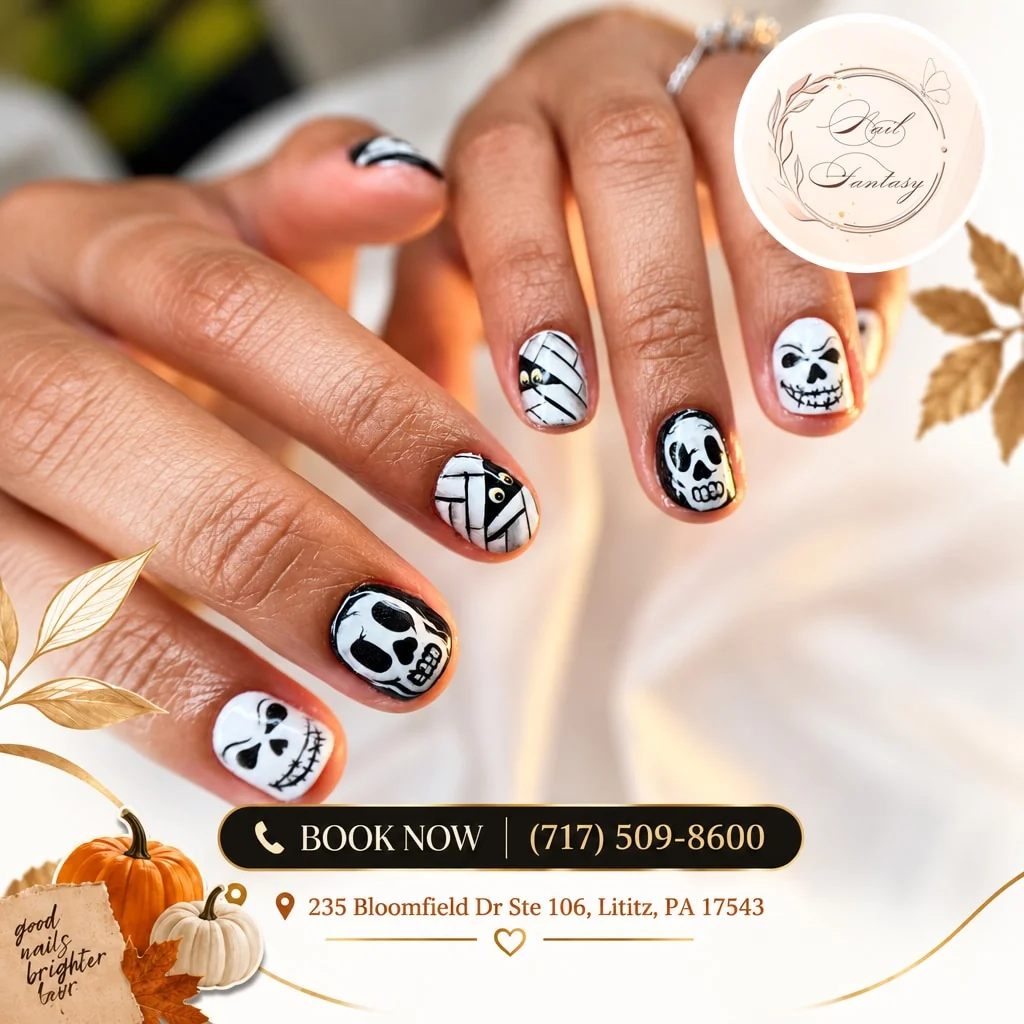 Ombré Skull Nail Design Ombré Skull nail design idea