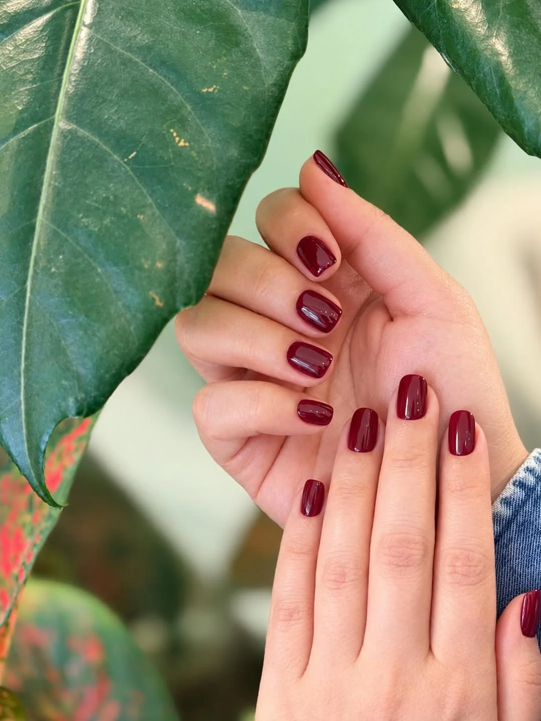 Berry Burgundy nail design idea