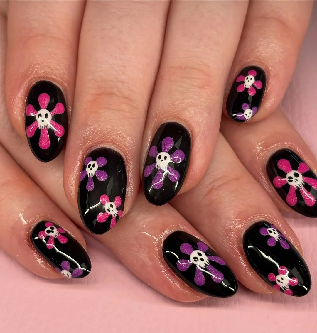 Marble Skull Nails Nail Design Marble Skull Nails nail design idea