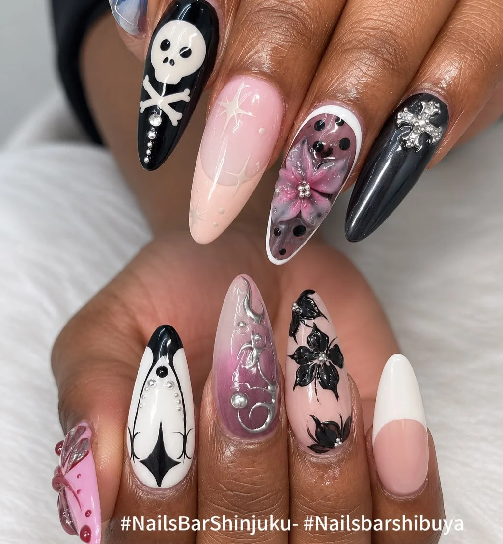 Textured Skull Nail Design Textured Skull nail design idea