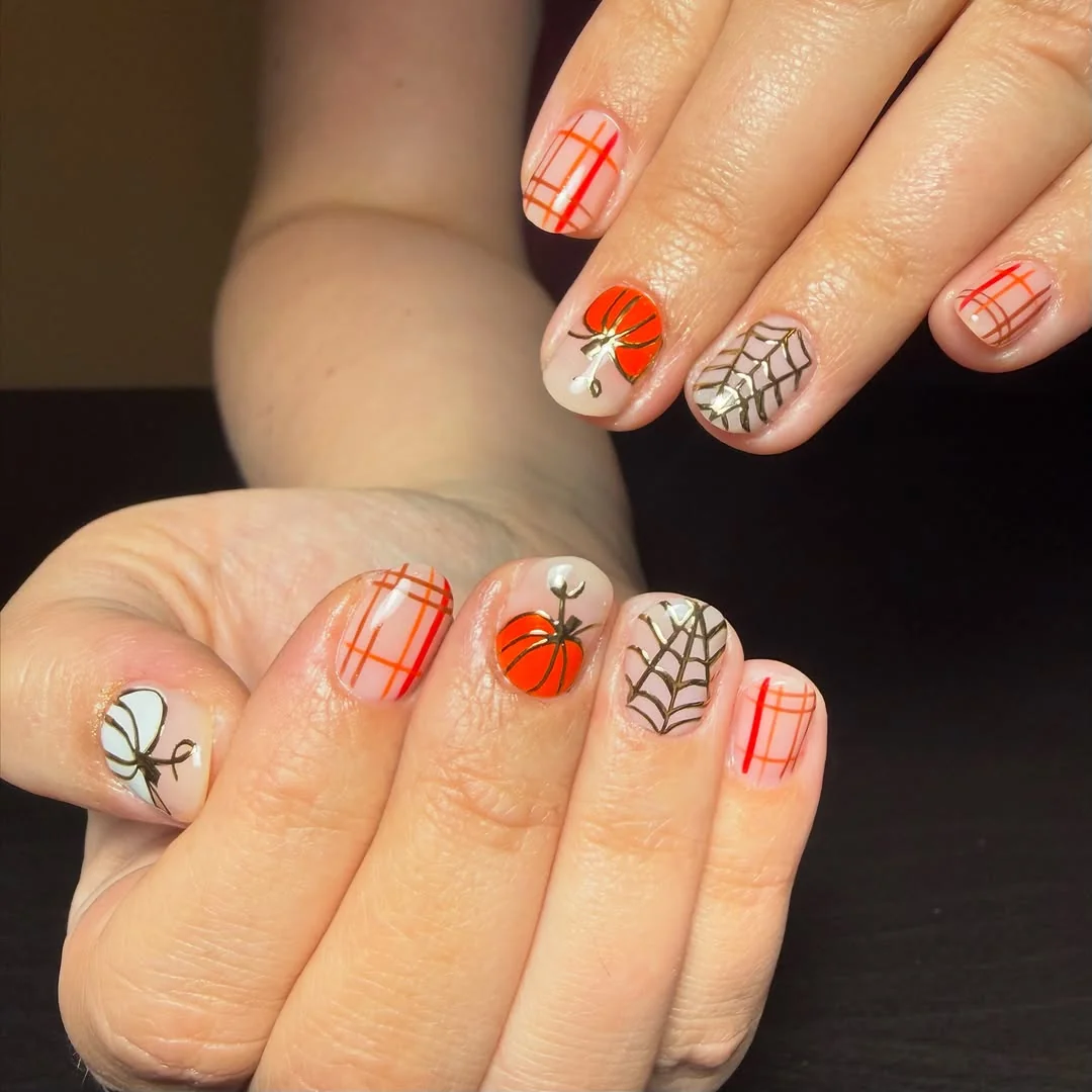 Pumpkin Web Nails Nail Design Pumpkin Web Nails nail design idea