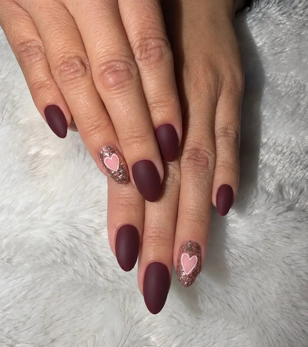 Matte Maroon Nail Design Matte Maroon nail design idea