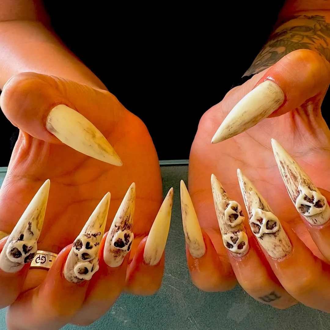 Sheer Skull Nail Design Sheer Skull nail design idea