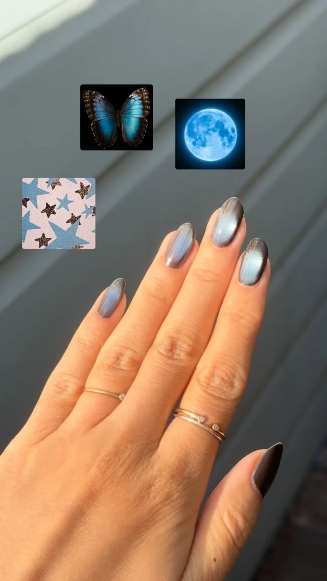 Smoky Gray Cat-Eye nail design idea