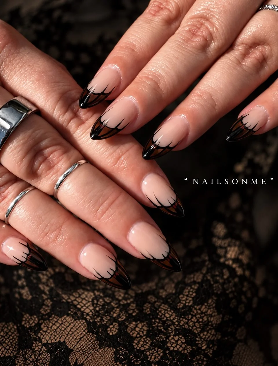 Black Tip Bats nail design idea