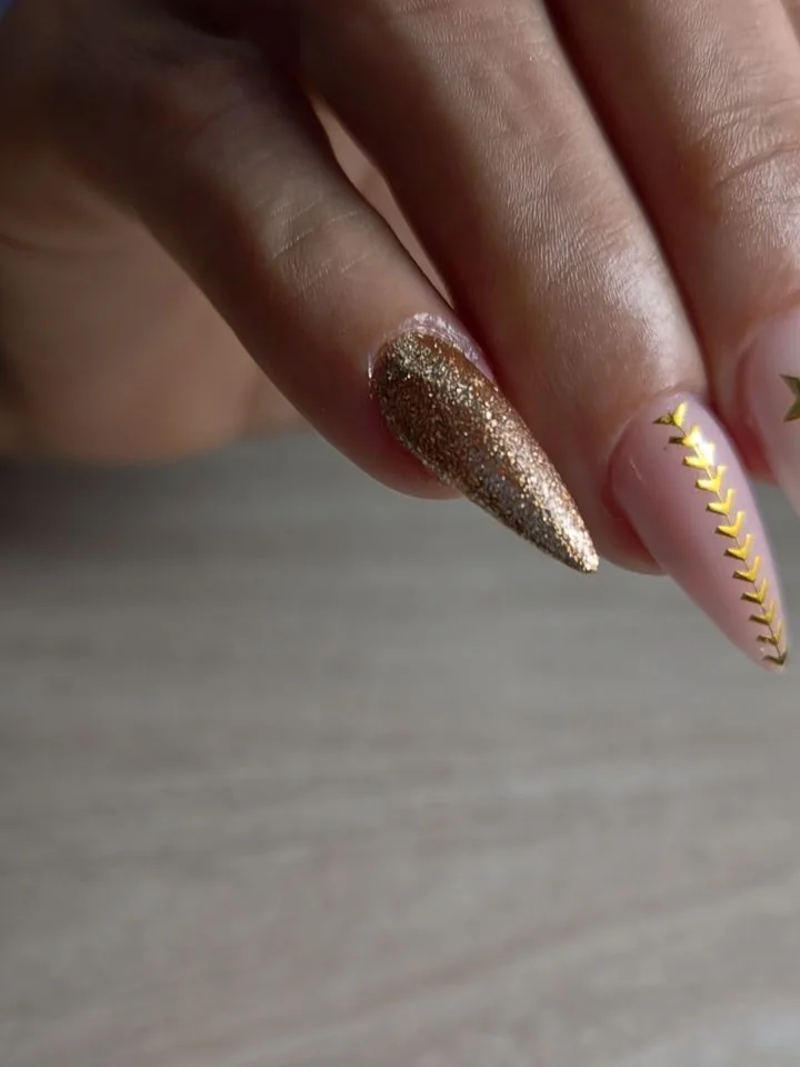 Brown Glitter Stiletto Nail Design Brown Glitter Stiletto nail design idea