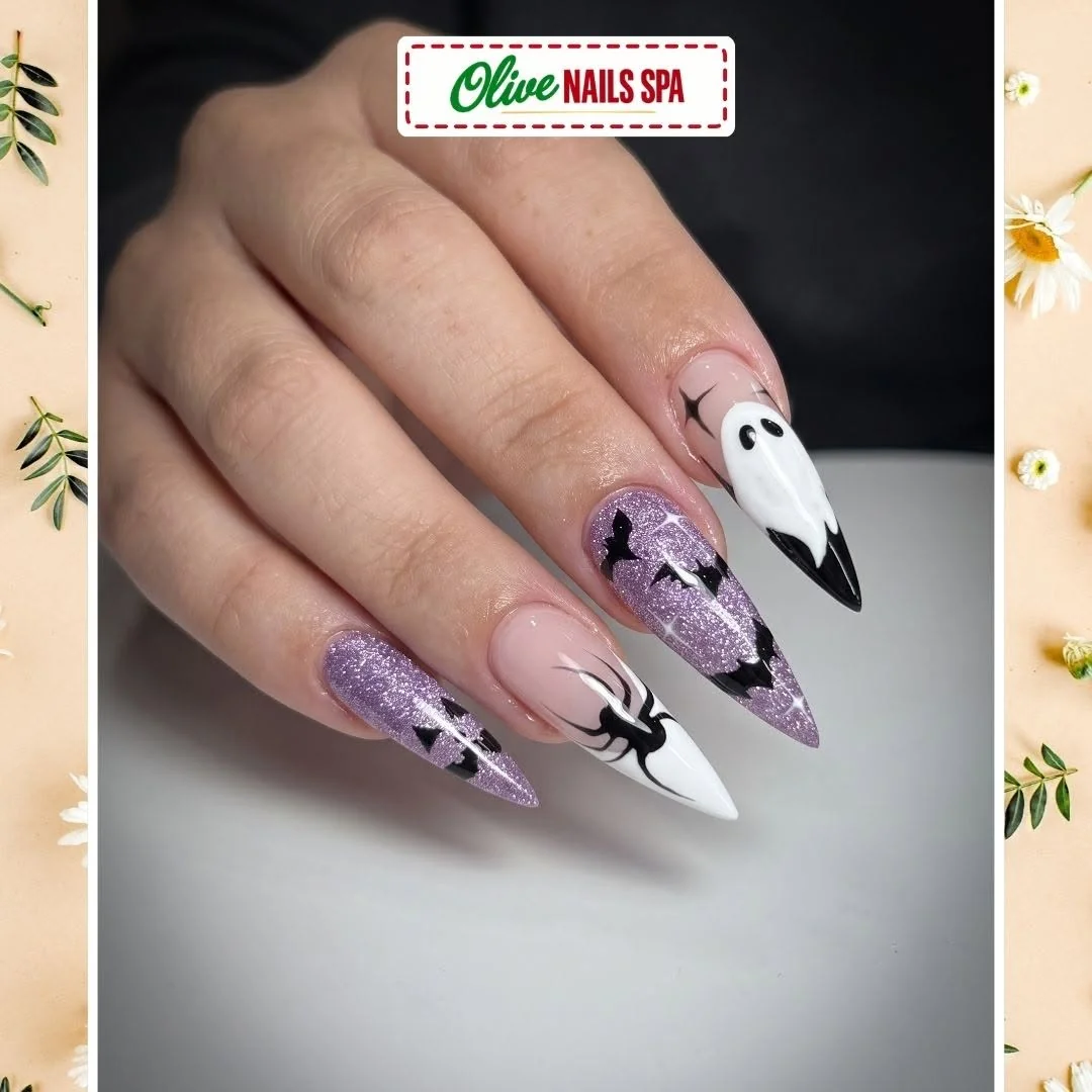 Lilac Web Ghost Nail Design Lilac Web Ghost nail design idea
