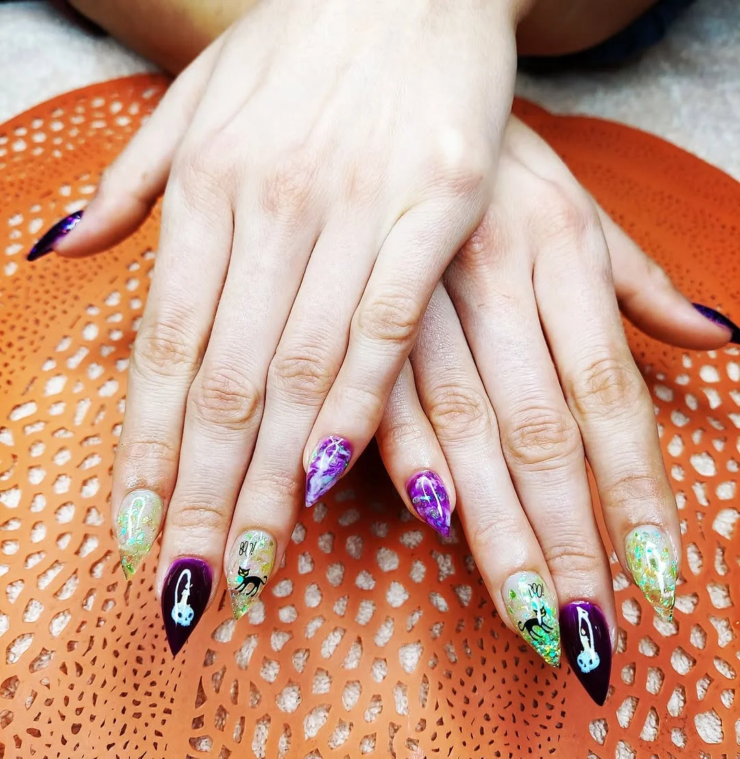 Spooky Colorful nail design idea