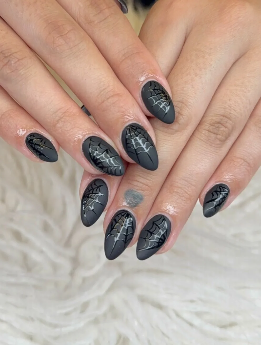 Matte Black Lace Nail Design Matte Black Lace nail design idea