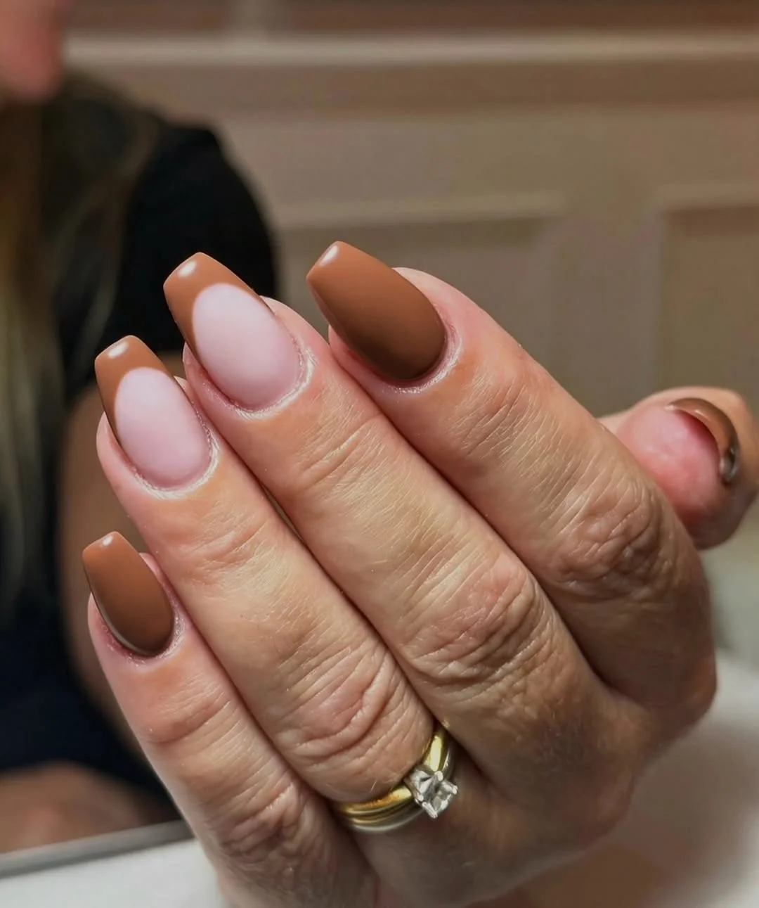 Brown Tip Mix Nail Design Brown Tip Mix nail design idea
