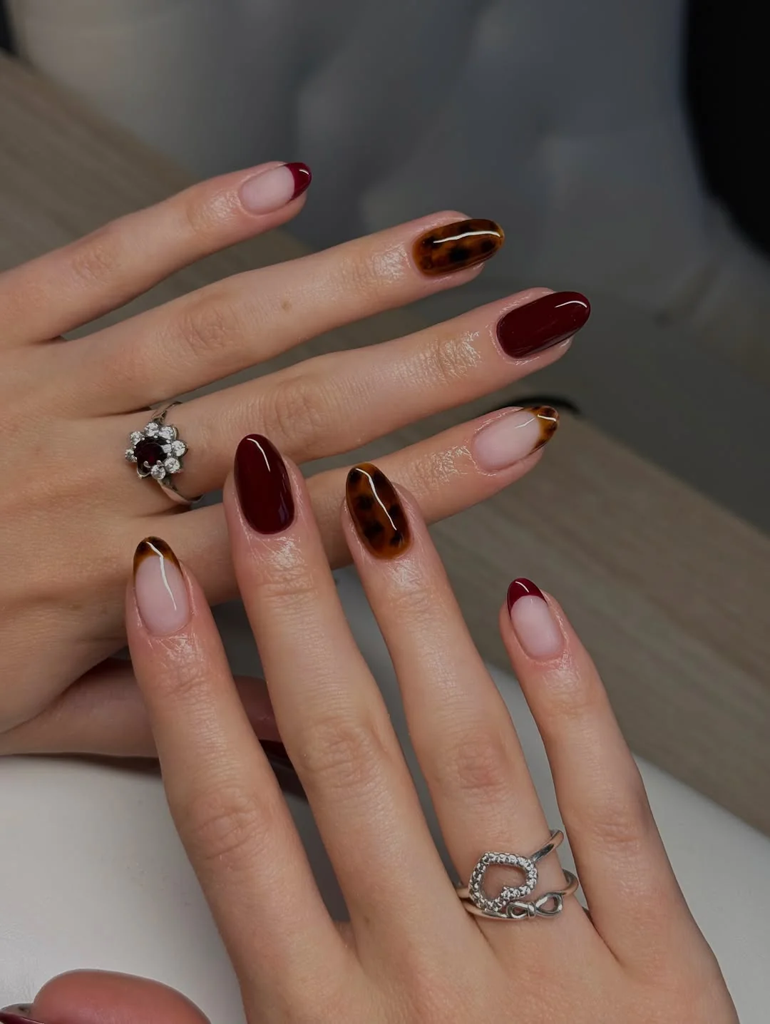 Slim Burgundy nail design idea