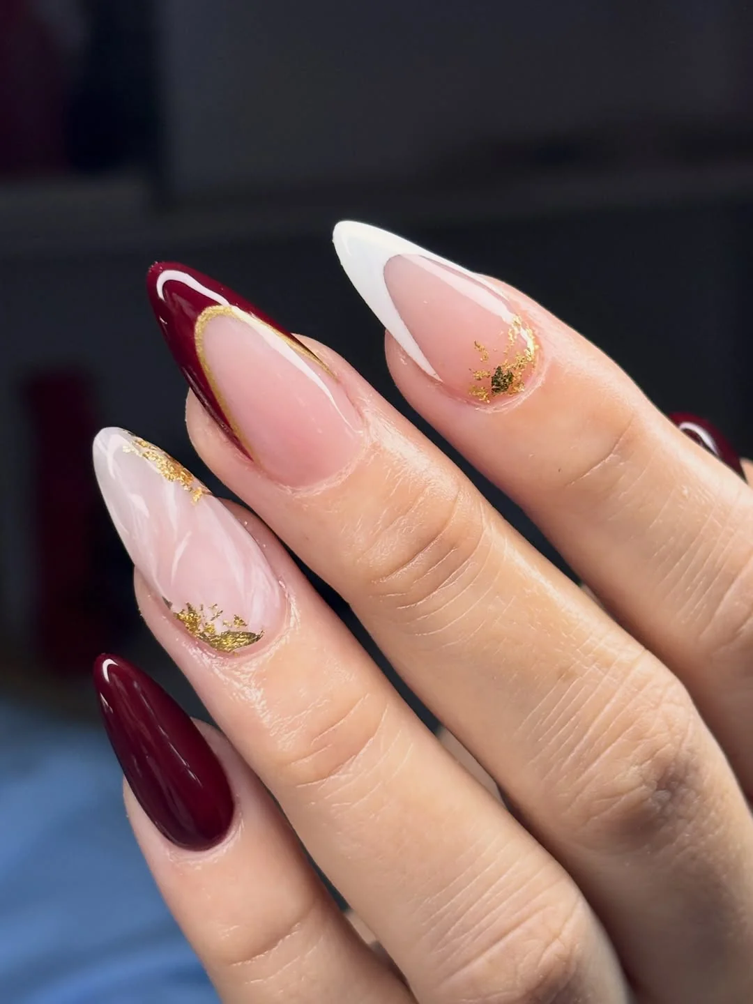 Red Gold Chrome Nail Design Red Gold Chrome nail design idea