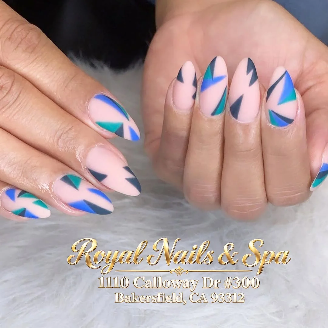 Geometric Color Block nail design idea