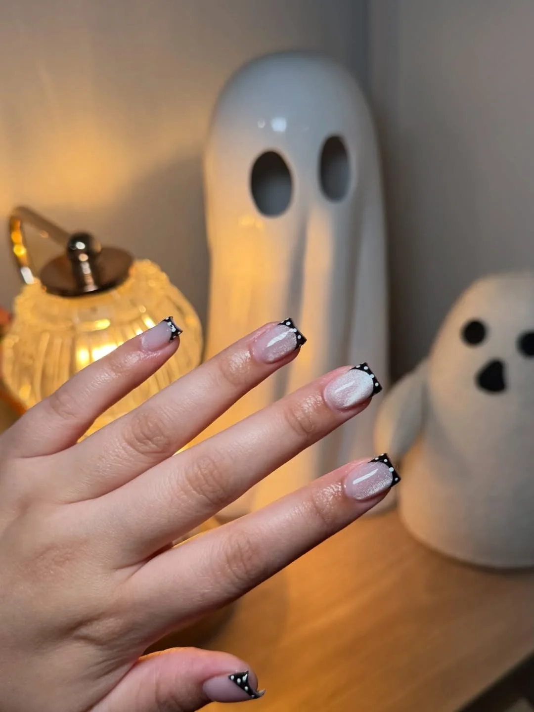 Black Tip Almond nail design idea